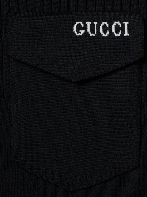 Gucci ribbed-knit breast-pocket Top - Black - zdjęcie produktu nr 2