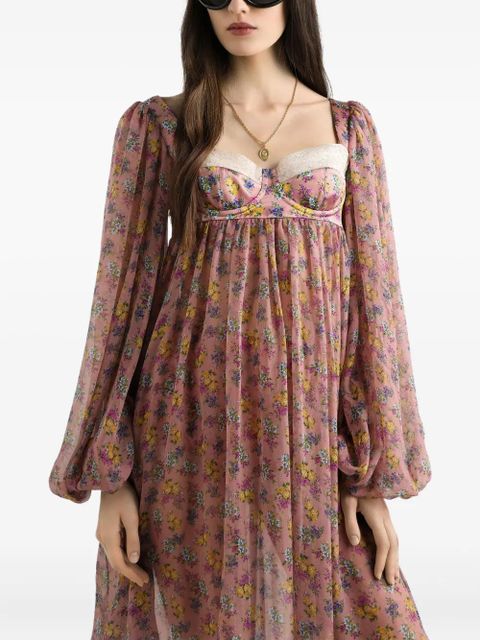 Dolce & Gabbana floral puff-sleeve dress - Pink