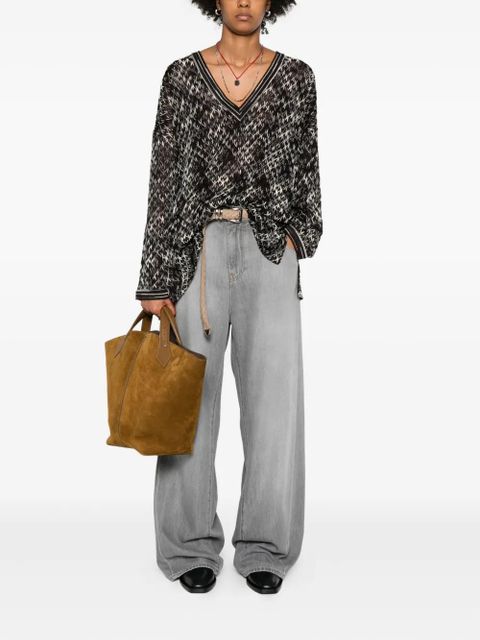 Missoni geometric-pattern V-neck sweater - Brown