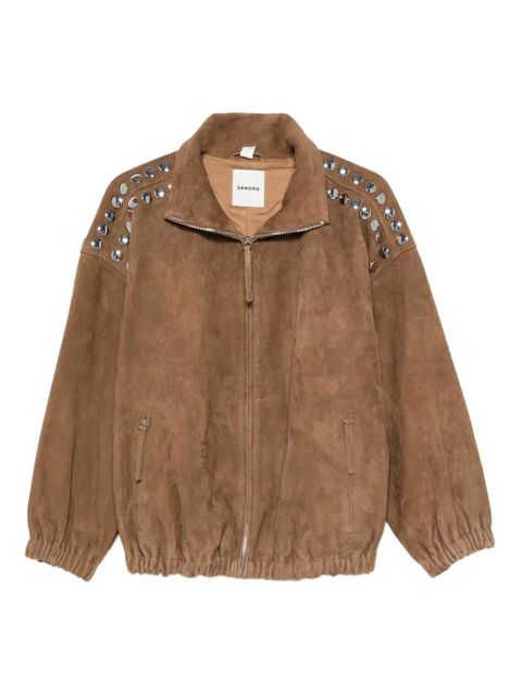 SANDRO studded zip-up jacket - Brown - zdjęcie produktu nr 1
