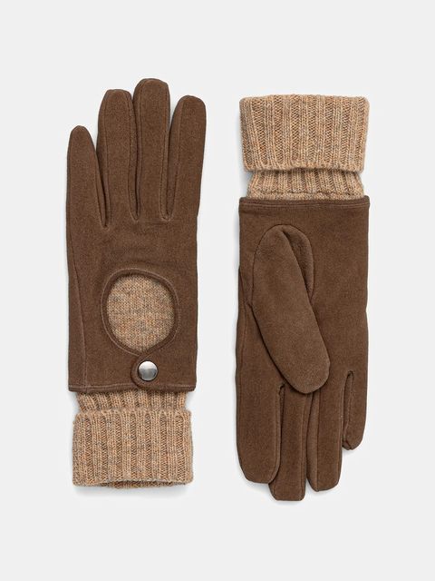 Medicine rękawiczki zamszowe damskie kolor brązowy - zdjęcie produktu nr 2