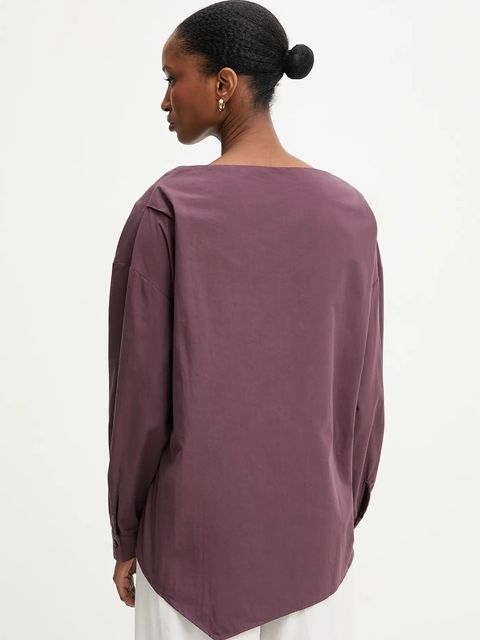 Answear.LAB koszula bawełniana damska kolor bordowy regular z kołnierzykiem klasycznym