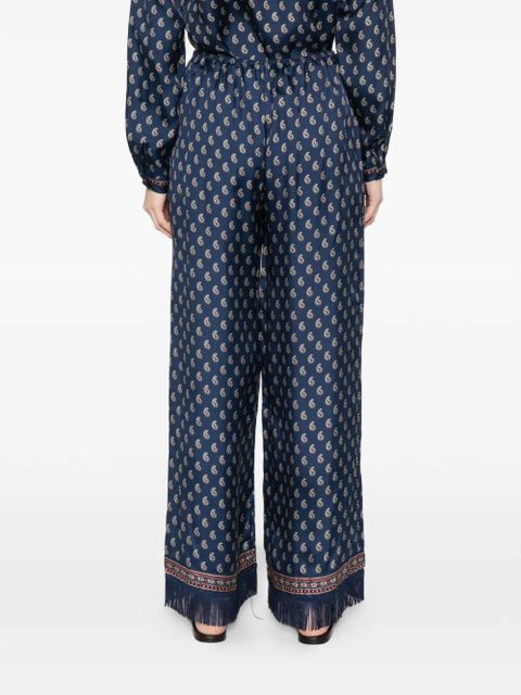 DÔEN Lavon fringes paisley trousers - Blue