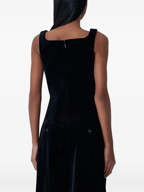 Max Mara velvet square-neck sleeveless top - Black