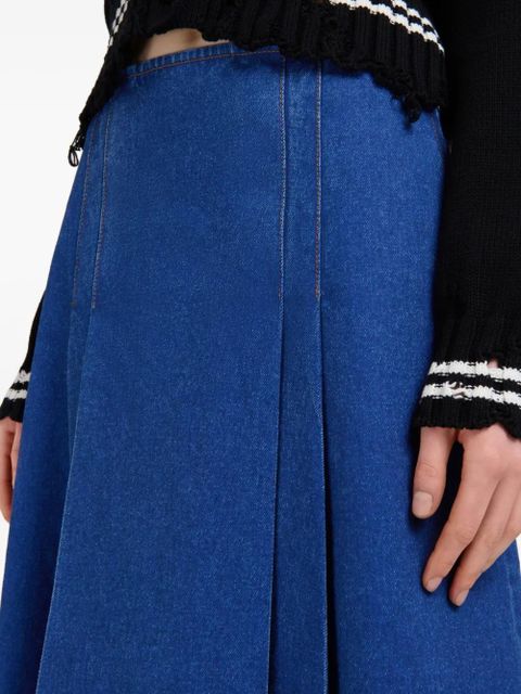 Marni pleate-detailed denim skirt - Blue