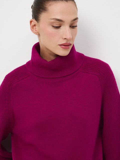 Medicine sweter z wełny merino kolor różowy z golfem