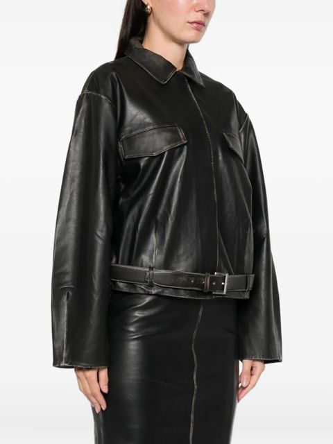 St. Agni leather belted jacket - Black - zdjęcie produktu nr 2