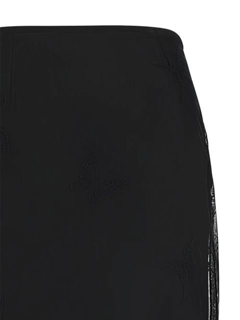 Blumarine butterfly embroidered midi skirt - Black