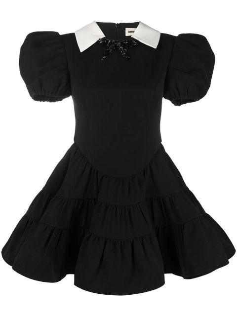 SHUSHU/TONG puff-sleeve tiered minidress - Black - zdjęcie produktu nr 1
