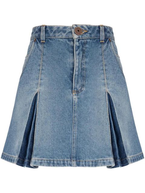 Balmain pleated denim skirt - Blue - zdjęcie produktu nr 1
