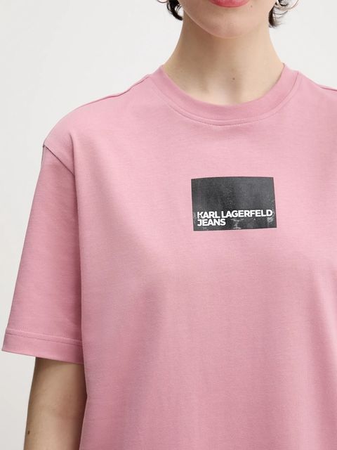 Karl Lagerfeld Jeans sukienka bawełniana kolor różowy mini prosta A2W13028