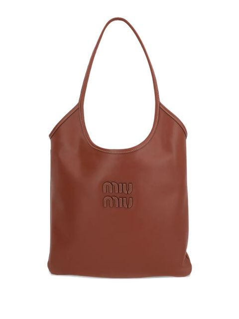 Miu Miu logo-patch tote bag - Brown - zdjęcie produktu nr 1