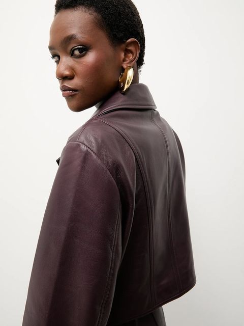 Answear.LAB ramoneska skórzana kolor bordowy przejściowa
