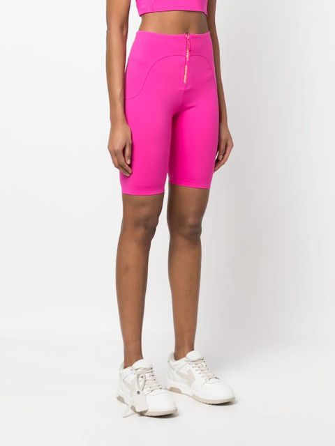Off-White logo zip cycling shorts - Pink