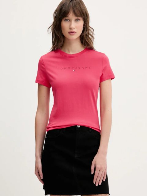 Tommy Jeans t-shirt bawełniany damski kolor różowy DW0DW20315