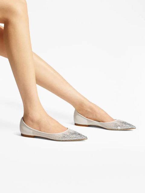 Jimmy Choo Love crystal-embellished ballerinas - White