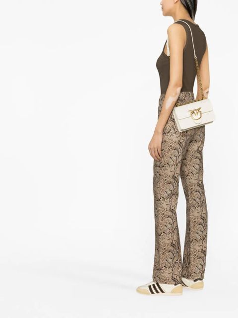 PINKO Love One Classic leather crossbody bag - Neutrals