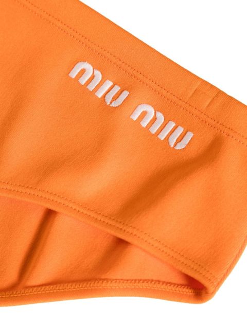 Miu Miu embroidered-logo bikini bottoms - Orange