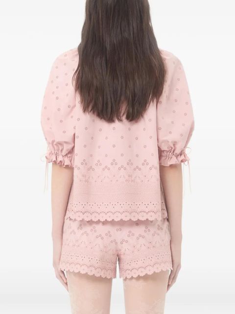 Valentino Garavani puffed-sleeve ruffle blouse - Pink