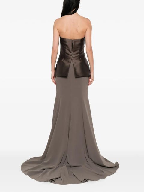 Solace London Allia draped strapless maxi dress - Brown