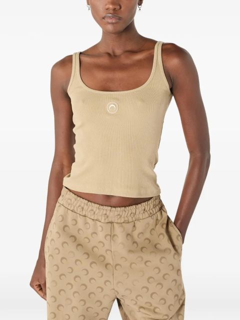 Marine Serre moon logo ribbed tank top - Neutrals