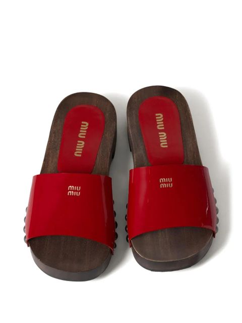 Miu Miu leather slides - Red