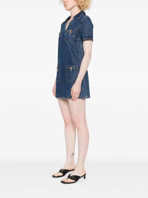 Self-Portrait denim mini dress - Blue