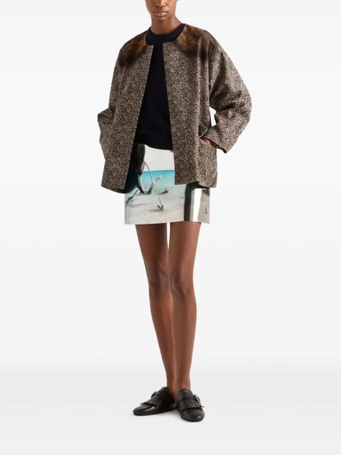 Prada high-shine leather mini skirt - Silver - zdjęcie produktu nr 2