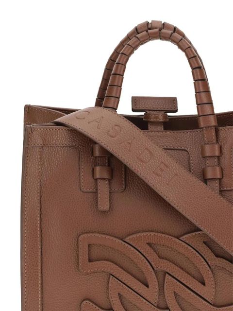Casadei braided-handle cut-out tote bag - Brown