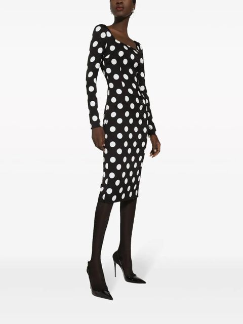 Dolce & Gabbana polka dot-print midi dress - Black - zdjęcie produktu nr 2