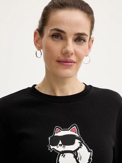 Karl Lagerfeld bluza damska kolor czarny z nadrukiem A4W20043