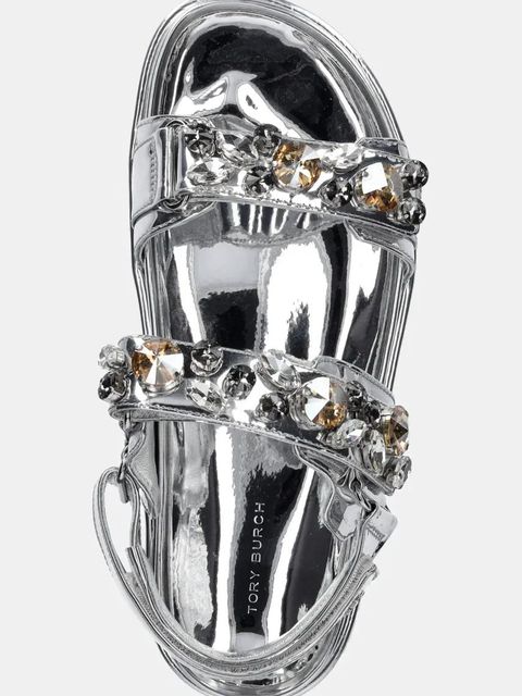 Tory Burch sandały Kira Embellished Sport Sandal damskie kolor srebrny na platformie 164798-020