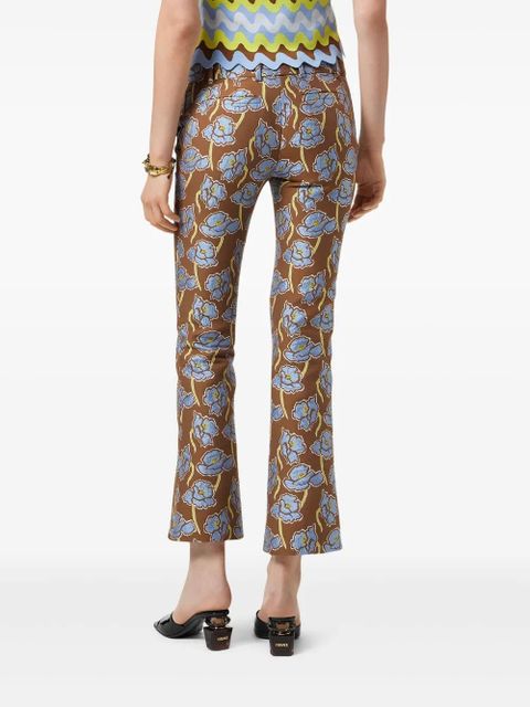 Versace Poppies jacquard flared trousers - Brown