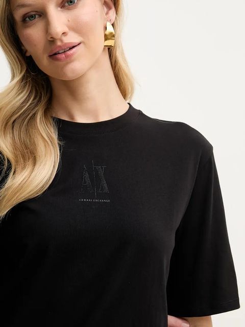 Armani Exchange sukienka bawełniana kolor czarny mini prosta XW000825 AF10356 - zdjęcie produktu nr 2