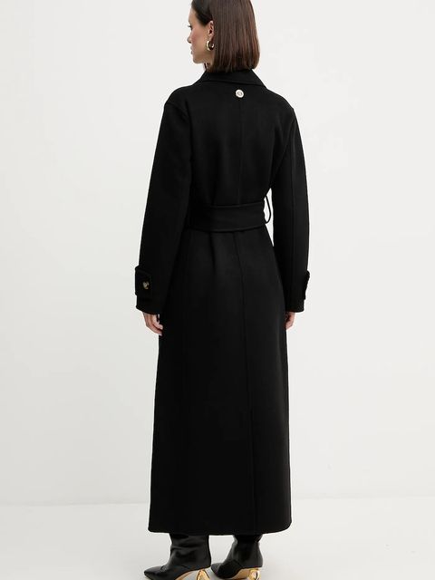 Fracomina płaszcz z wełną kolor czarny FR25WC1001W80201 - zdjęcie produktu nr 2