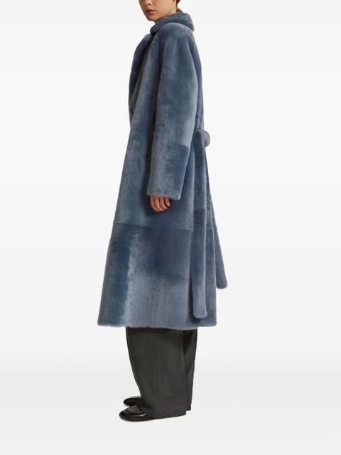 Yves Salomon belted shearling coat - Blue