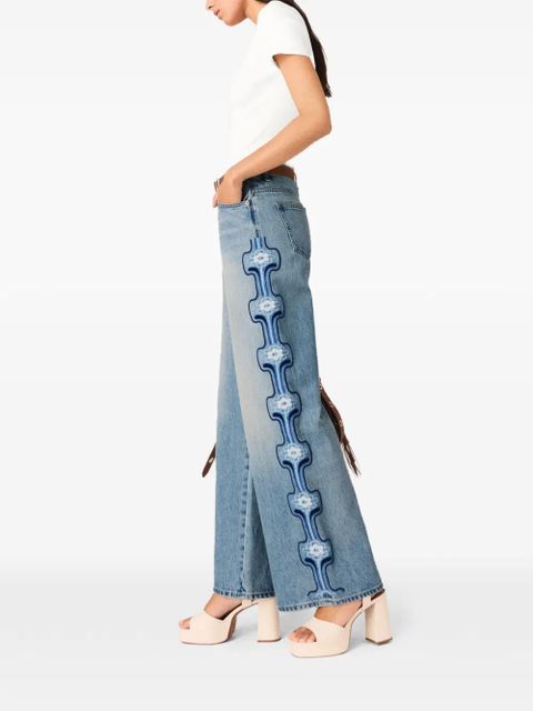 Maje pattern straight-leg jeans - Blue