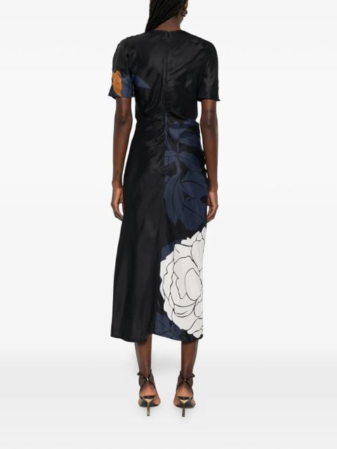 Victoria Beckham floral-pattern midi dress - Black