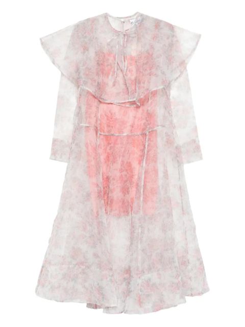 GANNI ruffled floral midi dress - White - zdjęcie produktu nr 1