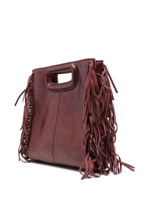 Maje M fringed leather tote bag - Red