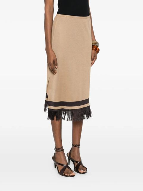 Ferragamo fringe hem midi skirt - Neutrals