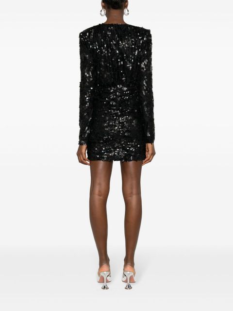 ROTATE BIRGER CHRISTENSEN sequined ruched minidress - Black - zdjęcie produktu nr 2