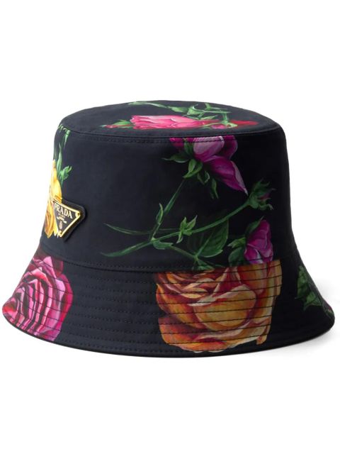Prada floral-print reversible bucket hat - Black - zdjęcie produktu nr 1