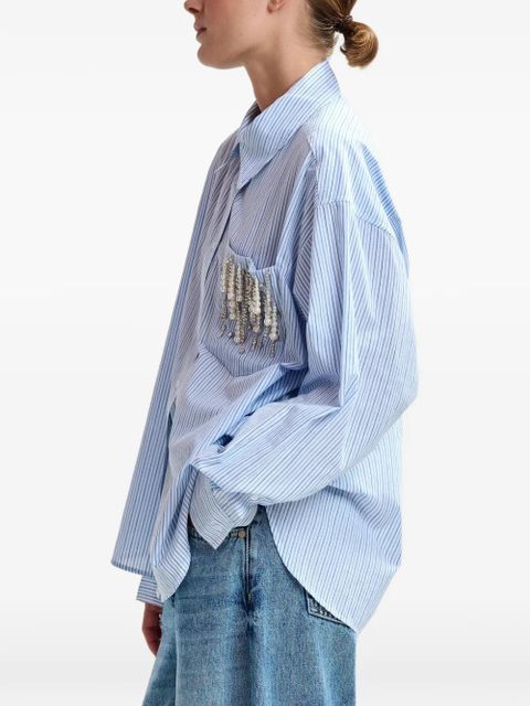 Essentiel Antwerp striped embellished-pocket shirt - Blue