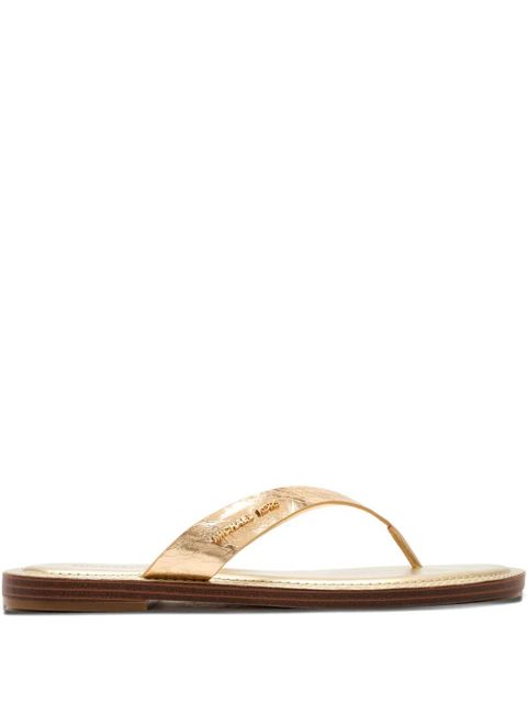 Michael Kors Koko metallic-leather thong flip flop - Brown - zdjęcie produktu nr 1