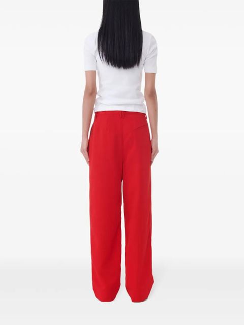 GANNI pleated wide-leg trousers - Red