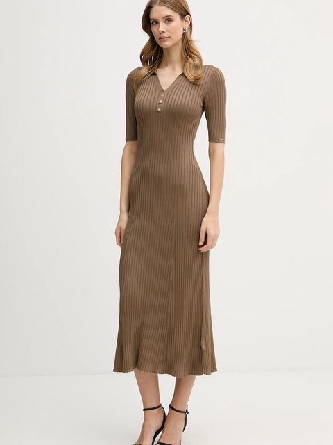 Tommy Hilfiger sukienka kolor zielony maxi dopasowana WW0WW48447 - zdjęcie produktu nr 2