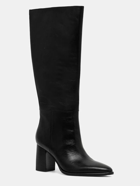 Guess kozaki skórzane PERINNA damskie kolor czarny na słupku FLFPER LEA11 - zdjęcie produktu nr 1