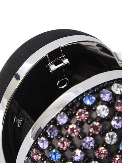 Self-Portrait crystal-embellished heart clutch bag - Black