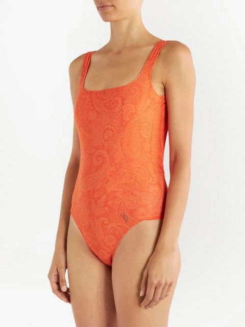ETRO paisley-print sleeveless swimsuit - Orange